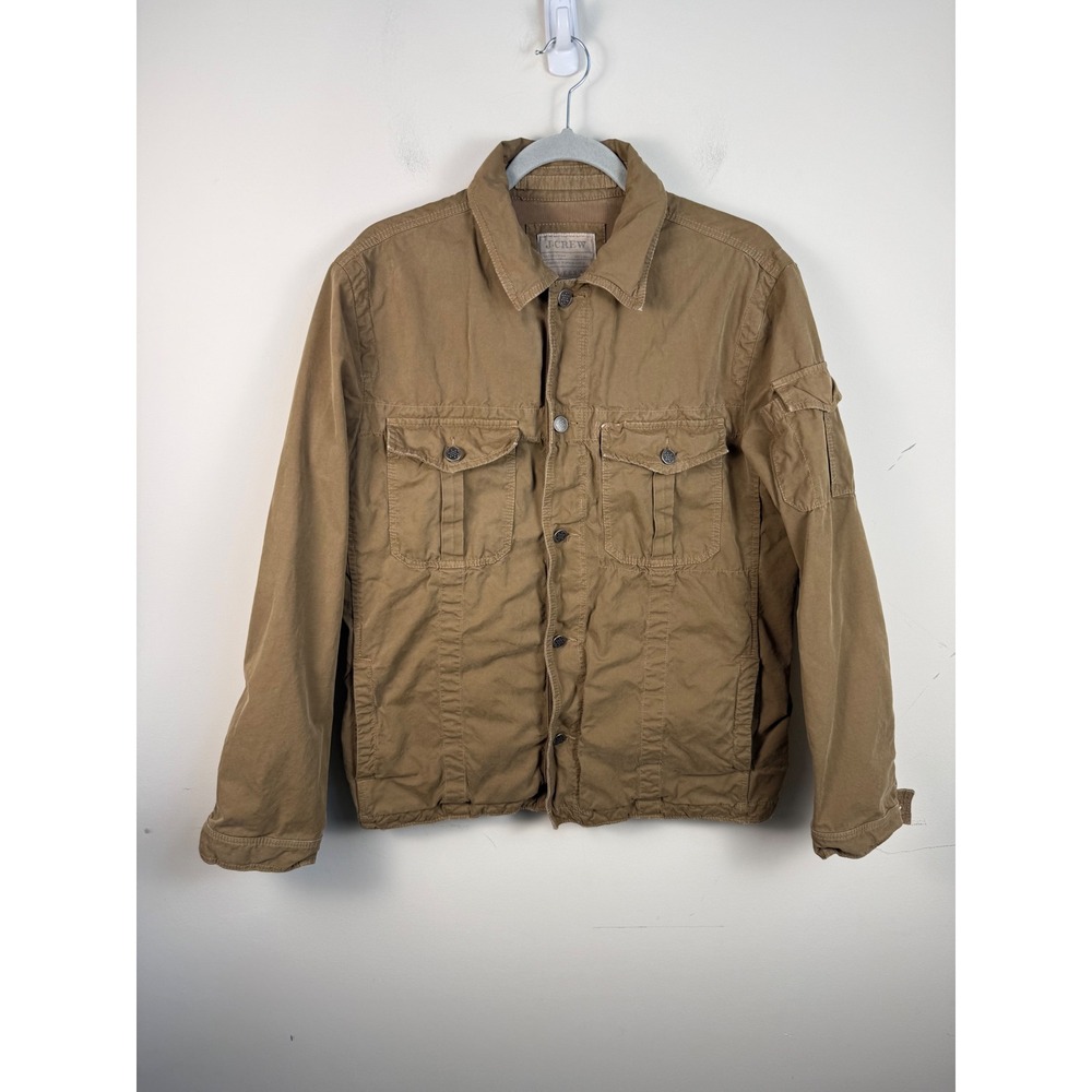 VTG J.Crew Mens Broken-In Cotton Field Jacket Khaki Brown Style 79753 Small‎